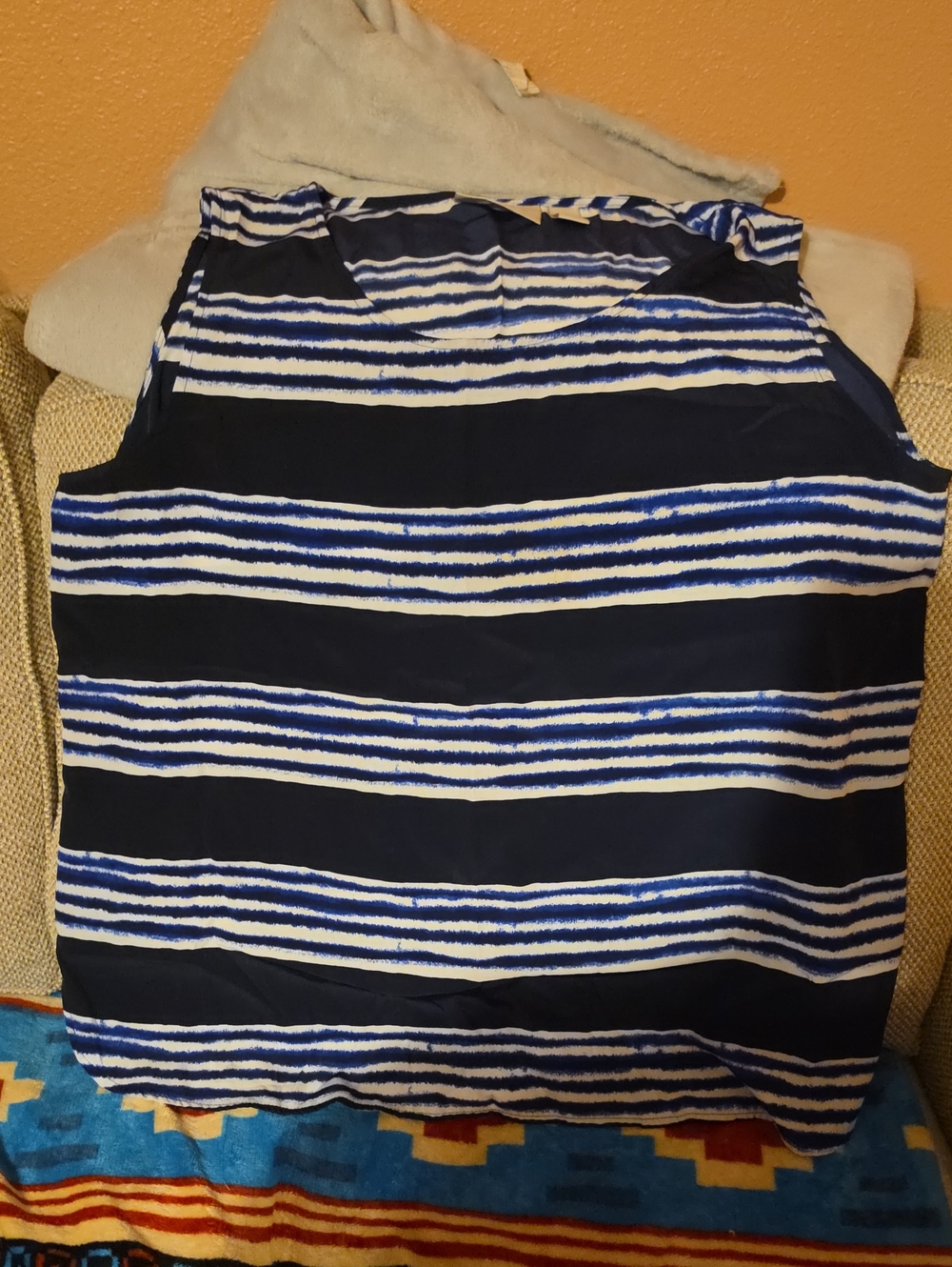 Chico's Striped Sleeveless Tank Top - Navy & White
